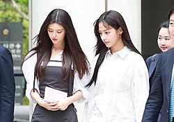 Danielle and Minji leaving court on August 14, 2025, after a mediation attempt