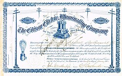 Share of the Edison Electric Illuminating Company of New Brunswick, issued 26. January 1886