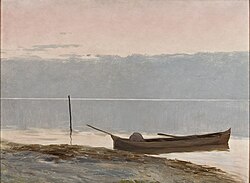Landscape with Canoe on the Margin (1922). Painting by Alfredo Andersen (São Paulo Museum of Art, São Paulo).