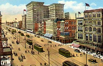 Canal Street in the Central Business District, looking away from the river, 1920s