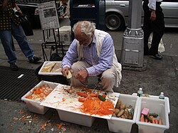 Joe Ades in Union Square, New York City, Aug 8, 2005
