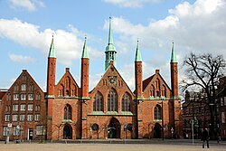 The Hospital of the Holy Spirit in Lübeck, established in 1286, is a precursor to modern hospitals.[264]