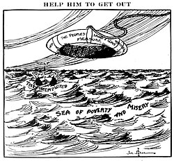 Editorial cartoon published in the Labor Press in 1916.[4]