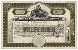 General Motors Company share certificate issued October 13, 1916