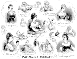 1870 cartoon satirising the coming of the London season.