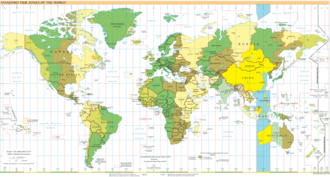 UTC+08:00 in 2024: yellow (observed year-round in all locations), light blue (sea areas)