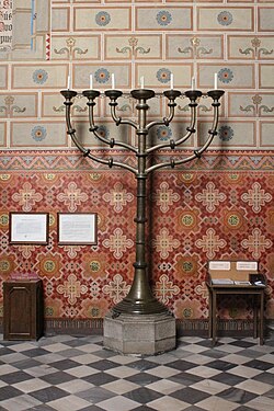 The giant menorah from the 14th century in the Basilica of the Assumption of Our Lady, Brno