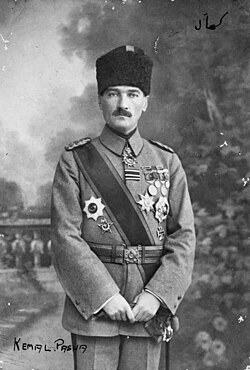 Mustafa Kemal Pasha in 1918, then an Ottoman army general
