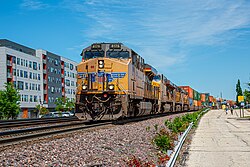 Union Pacific freight train in Elmhurst
