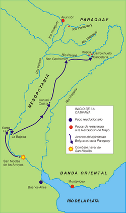 Belgrano's route to Paraguay