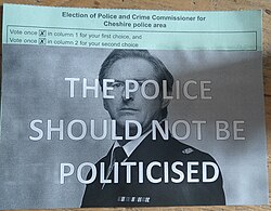 Spoilt ballot paper from the 2021 UK Police and Crime Commissioner Elections