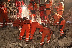 Disaster and Emergency Management Presidency (AFAD) teams in search and rescue mission 2011 Van earthquakes.