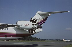 McDonnell Douglas MD-81 testbed with experimental GE36 propfan engine