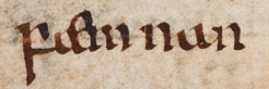 "fæmnan", an Old English word for 'female'