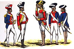 Native officers, NCOs and sepoys of Madras Artillery and Native Infantry in 1791
