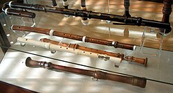 Various Baroque flutes and recorders in the Berlin Musical Instrument Museum
