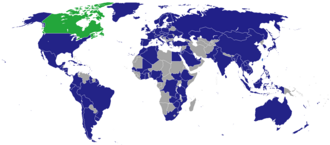 Diplomatic missions of Canada[202] Countries that host a Canadian Embassy or High Commission Interests section and other representations Countries that do not host Canadian diplomatic missions Canada