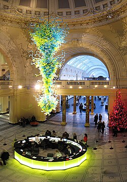 The rotunda chandelier at the V&A Museum