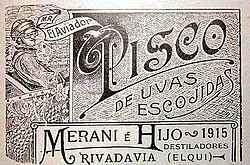 Chilean "Pisco Aviador" label from 1915