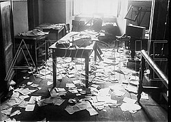 Editor's office after police search, 1910s