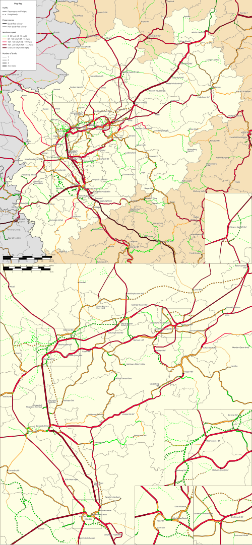 Rail transport infrastructure map of North Rhine-Westphalia