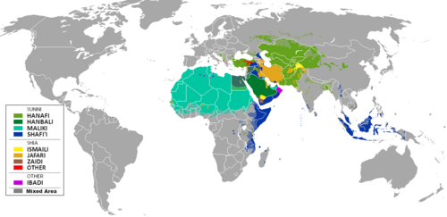 A map of the Muslim world's schools of jurisprudence[107]