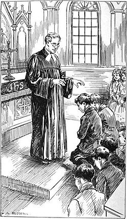 Lutheran pastor confirming the youth of his congregation.