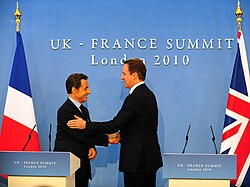 Sarkozy with British Prime Minister David Cameron, November 2010