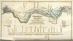 1834 plan depicting the Newcastle to North Shields Railway, etched by W. Collard.