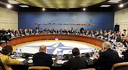 The North Atlantic Council convening in 2010 with a defence/foreign minister configuration
