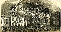 Burning of St. Augustine Church during the Philadelphia nativist riots in 1844
