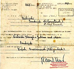Red Cross message from Łódź, Poland, 1940
