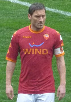 Italian attacking midfield playmaker Francesco Totti spent his entire career with Roma, also serving as the team's captain.