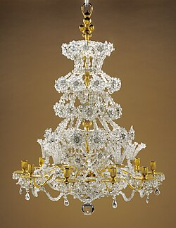 French chandelier with glass and rock crystals, c.1700