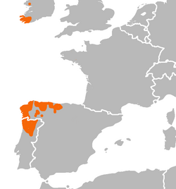The range map of Geomalacus maculosus shows a 'Lusitanian' distribution.