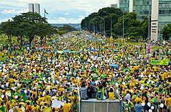 Protests in Brazil in 2015–2016 were sparked by revelations that a number of politicians had accepted bribes linked to contracts at the state-owned energy company Petrobras.