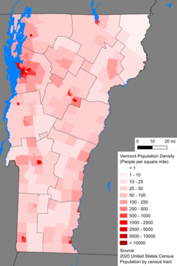 Population density of Vermont