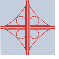 Diagram of a cloverleaf interchange