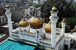 The Sunehri Mosque was built in the walled city in the early 18th century, when the Mughal Empire was in decline.