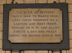 Plaque commemorating the work of the WVS of Retford during WWII