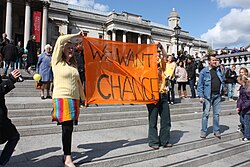 Members of a Lib Dems flash mob in London's Trafalgar Square in the build-up to the 2010 general election