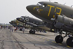 Douglas C-47 lineup at Willow Run, Michigan Airshow, August 2017