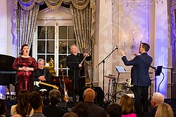 Musicians Jamie Barton and Luke Frazier perform at the launch of the Global Music Diplomacy Initiative