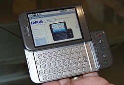 HTC Dream or T-Mobile G1, the first commercially released device running Android (2008)