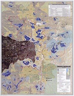 Greater Jerusalem, May 2006. CIA remote sensing map showing refugee camps, fences, walls, and settlements.