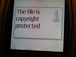 Error message on a Nokia 6810 warning that a file is "copyright protected"