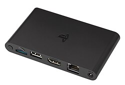 A picture of the PlayStation Vita TV, showing the ports on its back side