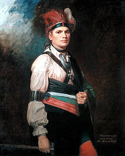 Thayendanegea, a Mohawk military and political leader, was the most prominent indigenous leader opposing the Patriot forces.[204]