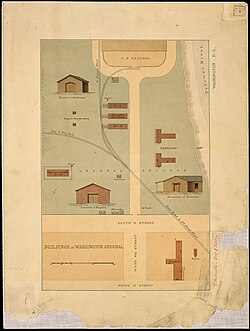 Buildings at Washington Arsenal (now Fort Lesley J. McNair), Washington, D.C. (Ground plan and views.) 1861–1865