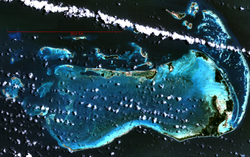 Satellite image of the Los Roques archipelago